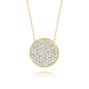 Large Diamond Disc Pendant Yellow Gold
