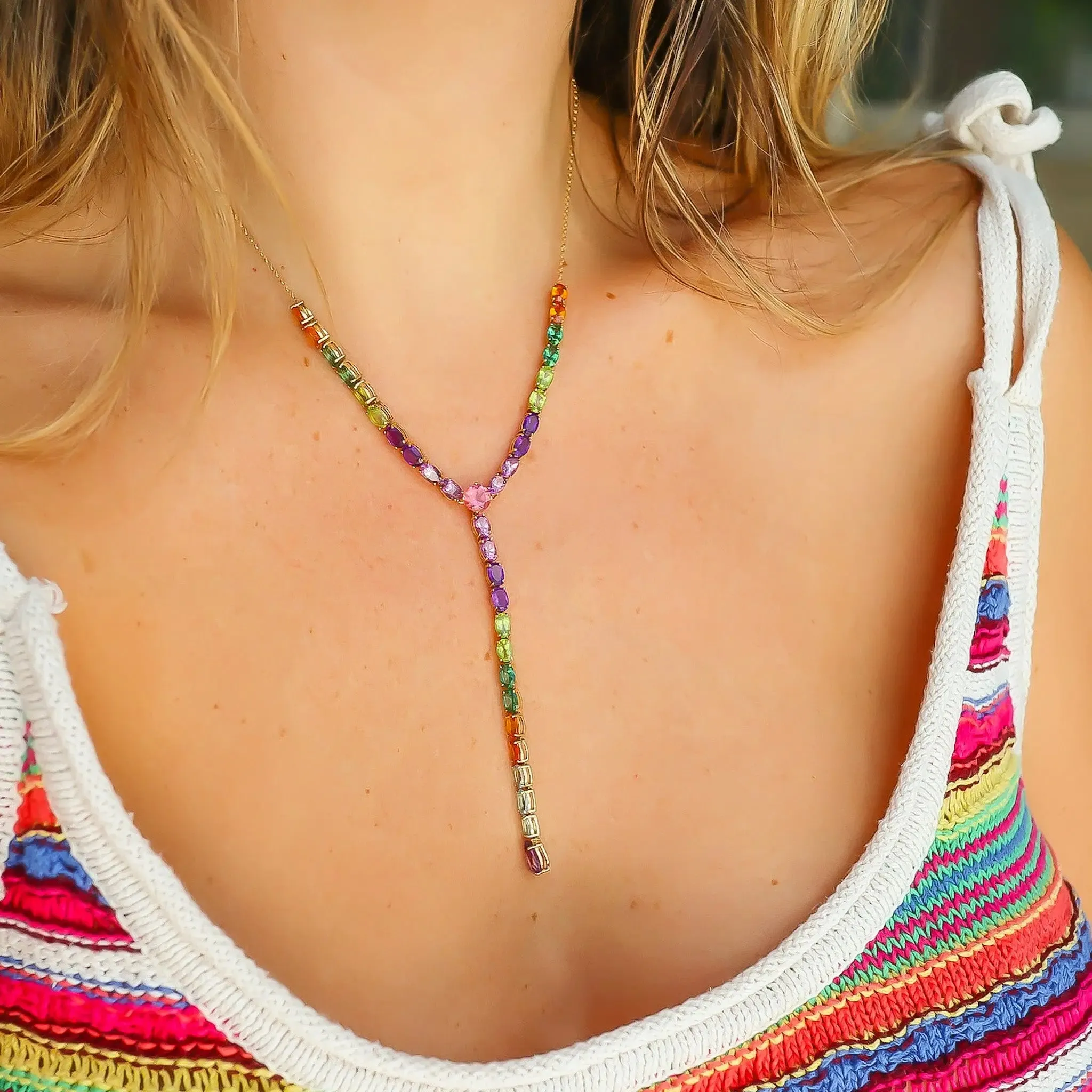 Lariat Rainbow Necklace