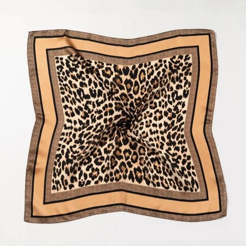 Leap Into Leopard Printed Satin Scarf