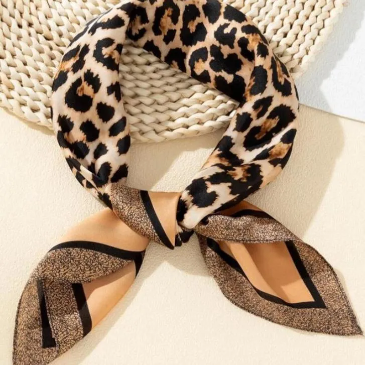 Leap Into Leopard Printed Satin Scarf