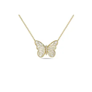 Luminous Butterfly Mother-of-Pearl Pendant Necklace