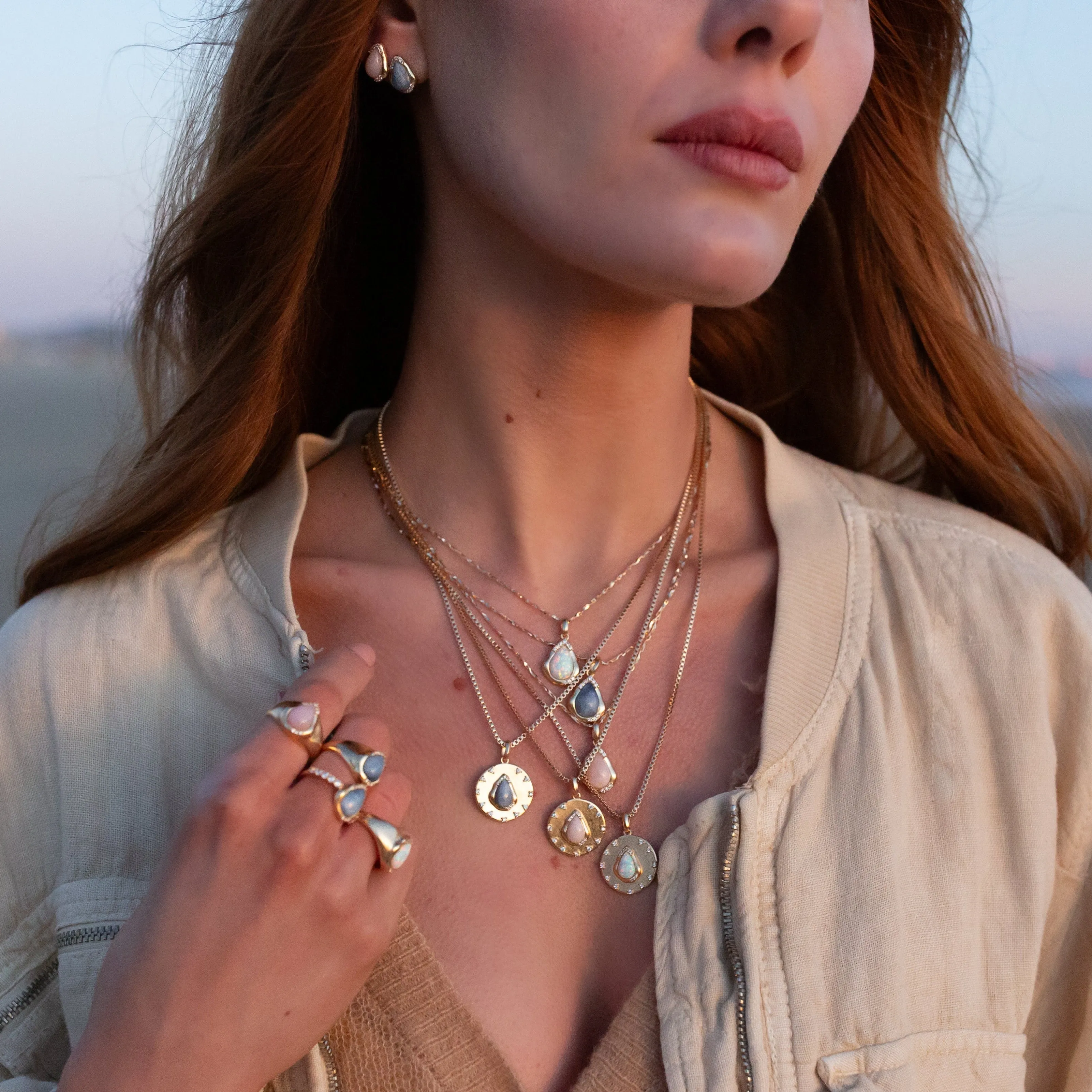 Luster Pendant Necklace - Opal