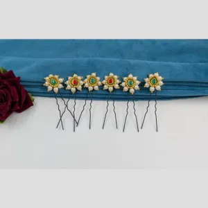 Manisha Jewellery Gold Plated Pota Stone And Pearls Hair Accessories