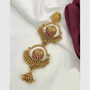 Manisha Jewellery Gold Plated Pota Temple Choti Traditional With Green & Pink Hair Accessory