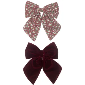 Mimi & Lula 2 Hair Clips - Agnes Burgundy Into the Woods