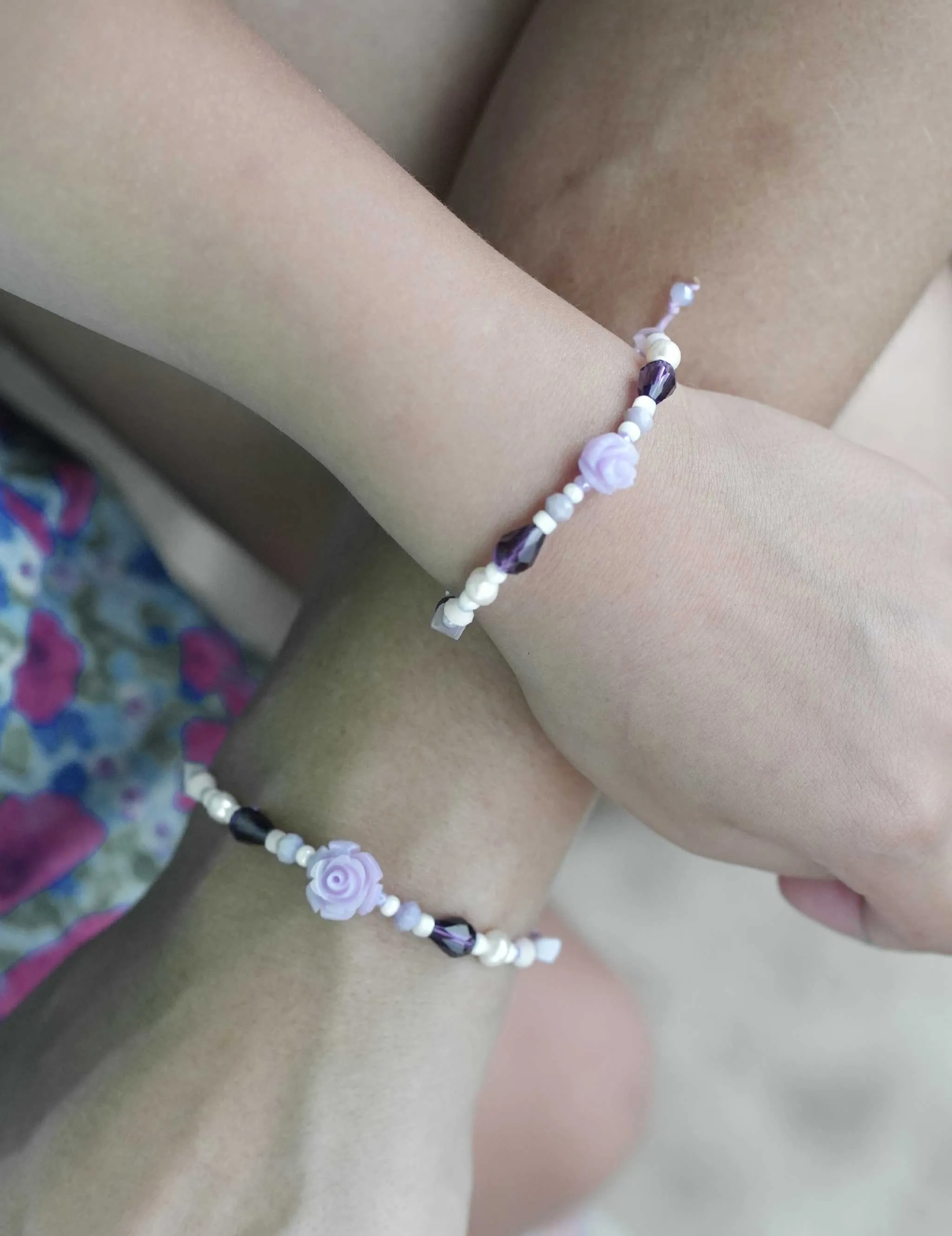 Mini & Me: Purple Roses Bracelet Set