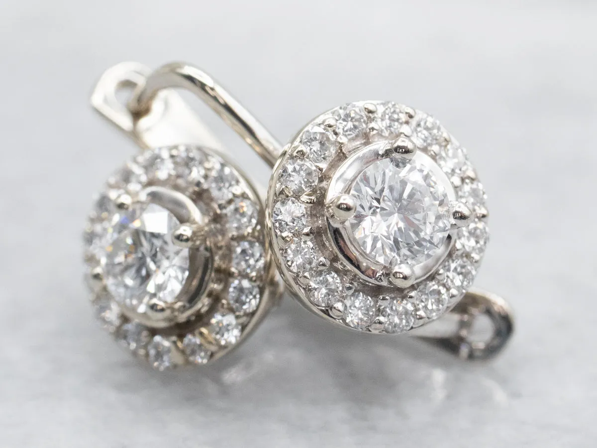 Modern Diamond Halo Drop Earrings
