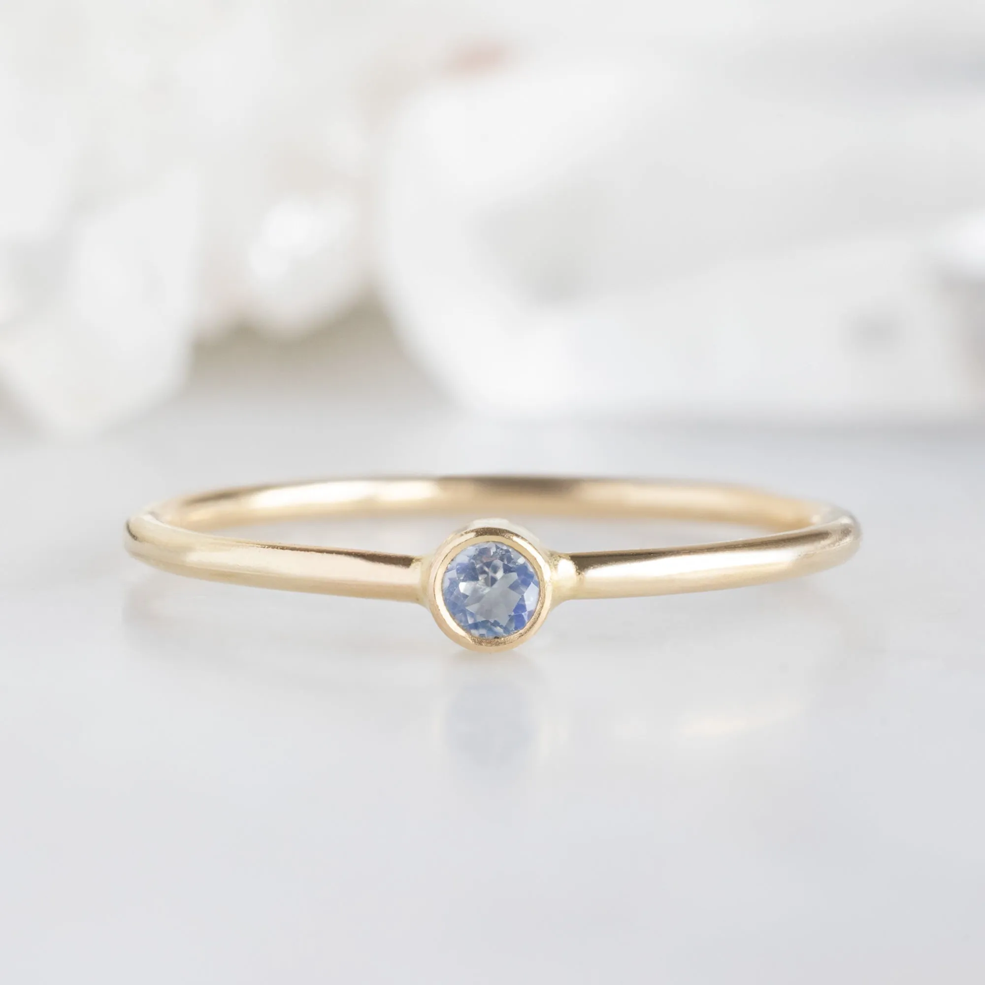 Moonstone Birthstone Stacking Ring | Yellow, Rose or White Gold