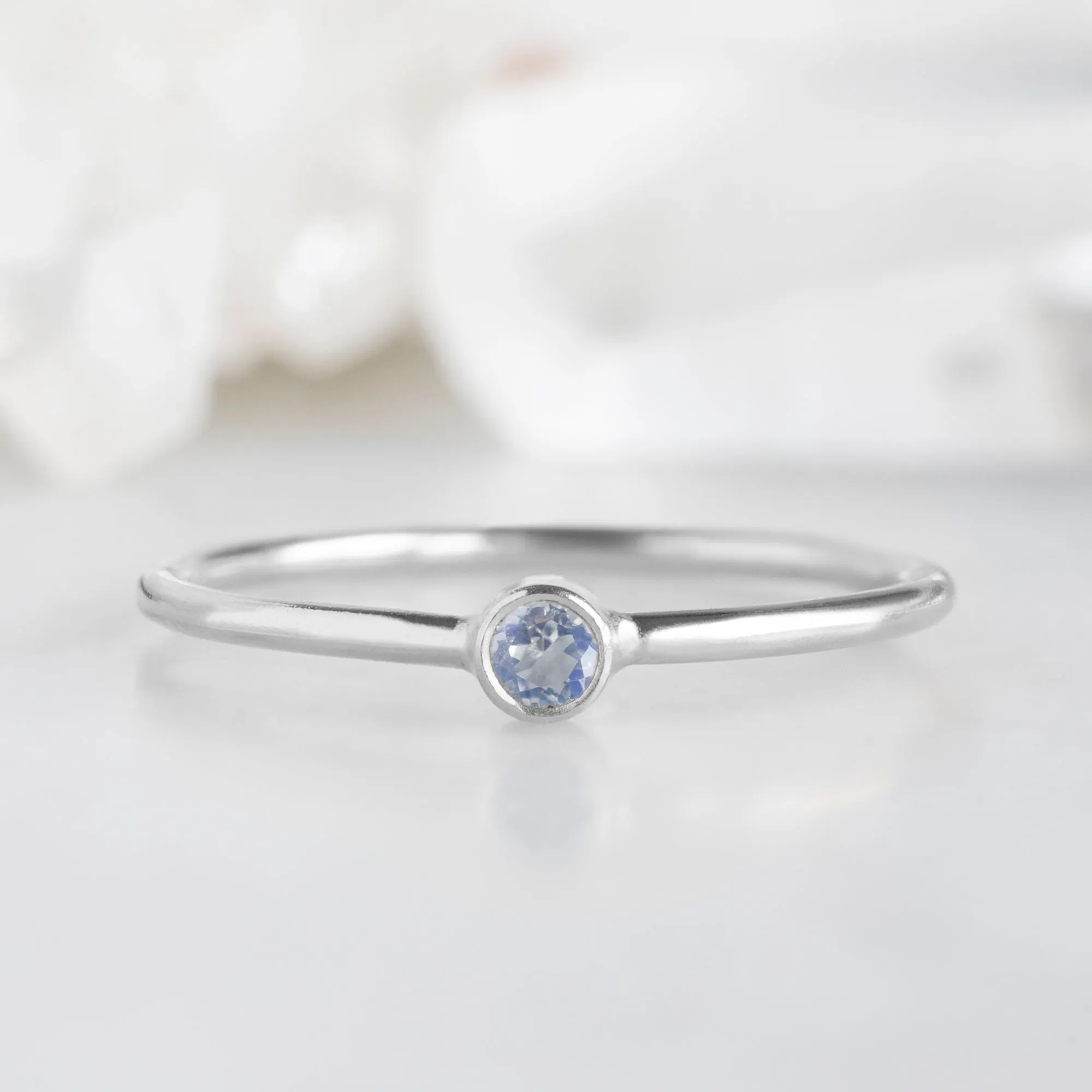 Moonstone Birthstone Stacking Ring | Yellow, Rose or White Gold