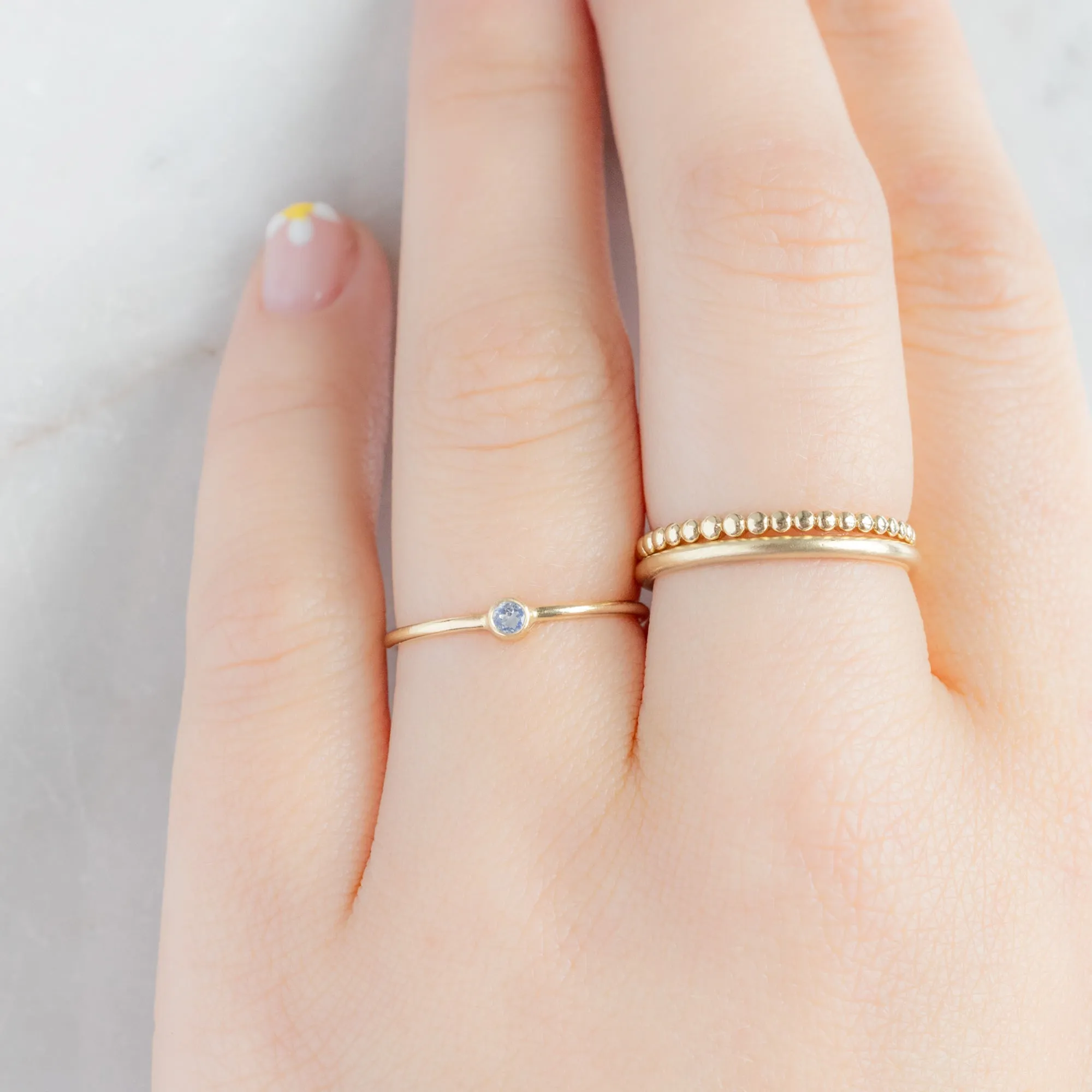 Moonstone Birthstone Stacking Ring | Yellow, Rose or White Gold