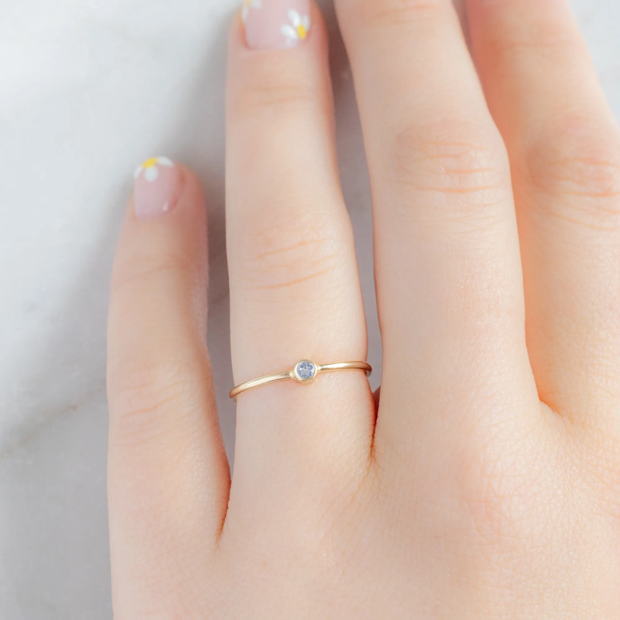 Moonstone Birthstone Stacking Ring | Yellow, Rose or White Gold