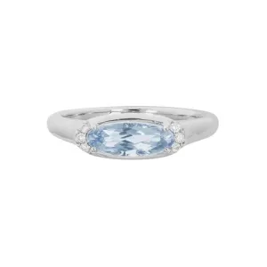 Mountz Collection Aquamarine and Diamond Ring in 14K White Gold