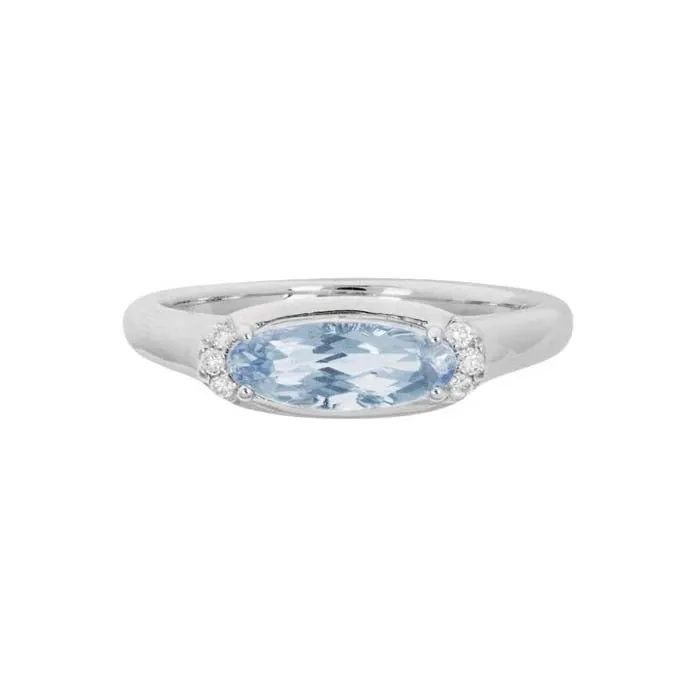 Mountz Collection Aquamarine and Diamond Ring in 14K White Gold