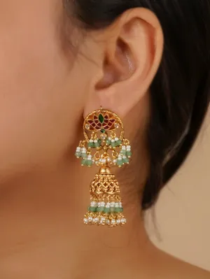 Multicolor Gold Plated Jadau Kundan Earrings - ME1149M