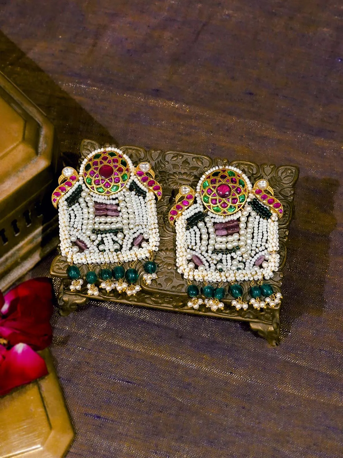 Multicolor Gold Plated Mishr Earrings - MR-E122M