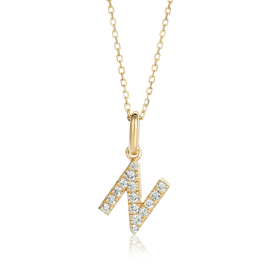 N Letter Pendant Yellow Gold