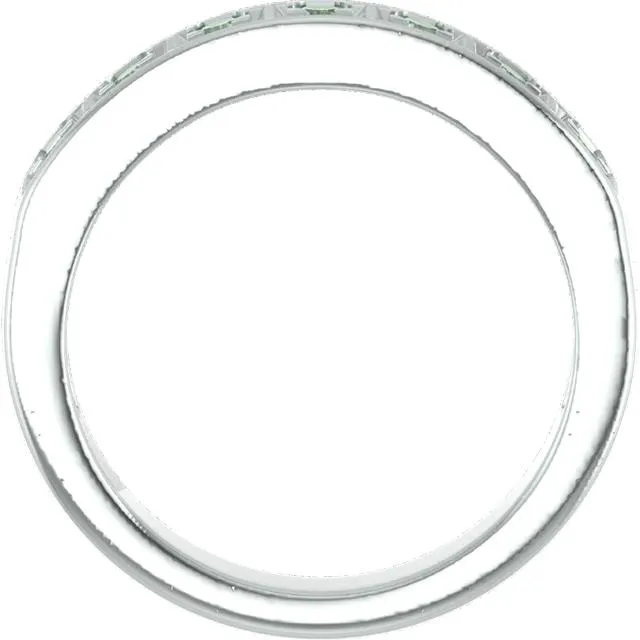 Natural Green Sapphire Platinum Wedding Band
