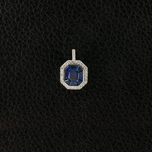 Octagonal Shaped Sapphire & Diamond Pendant