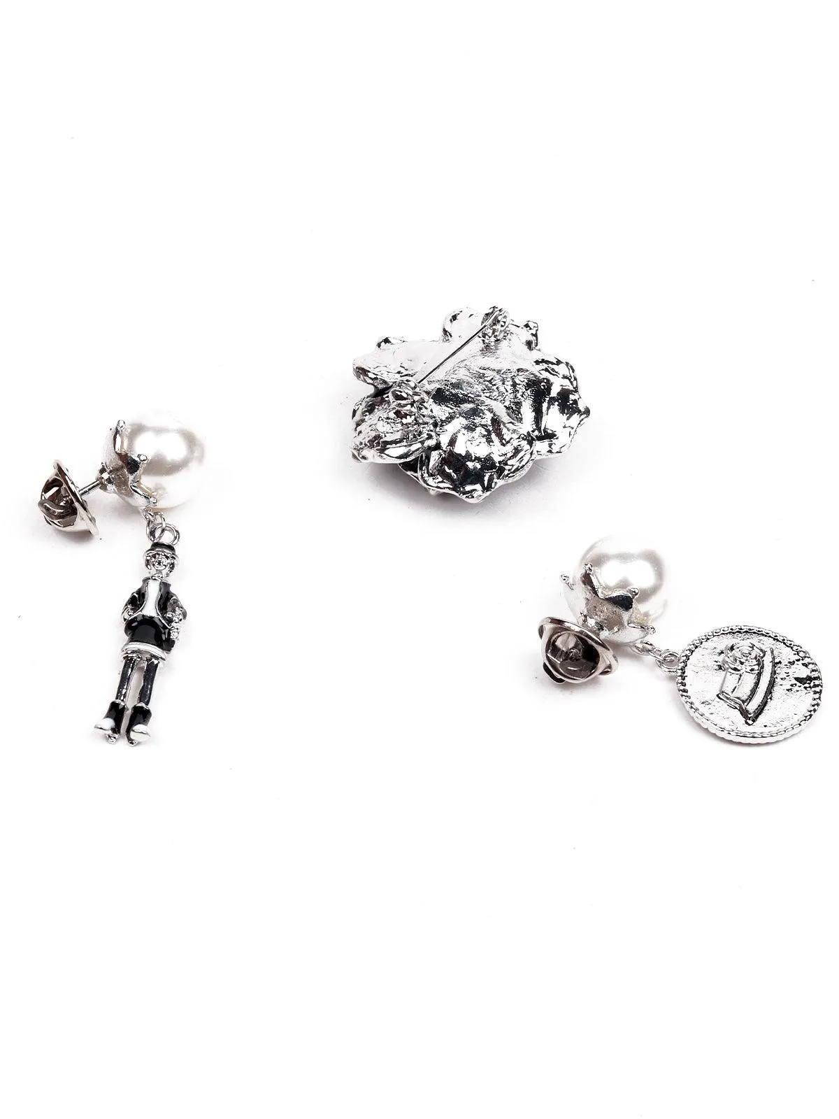 Odette Women Black And White Metal Brooch