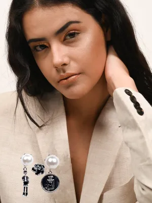Odette Women Black And White Metal Brooch