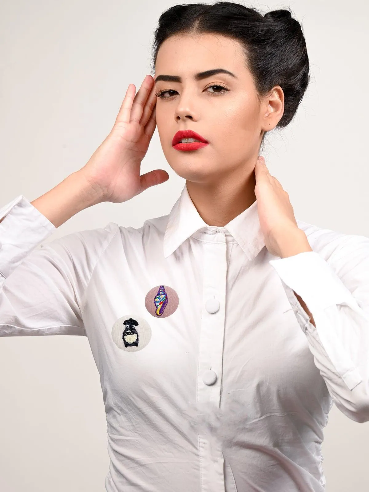 Odette Women Black Metal Brooch