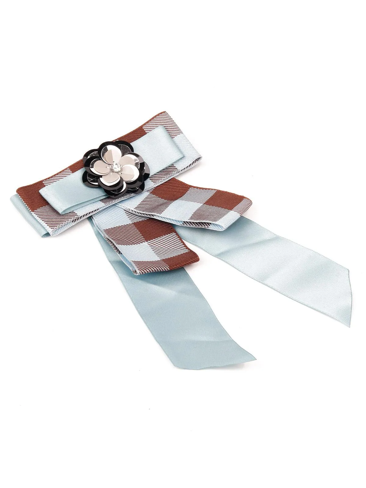 Odette Women Blue Metal Floral Brooch