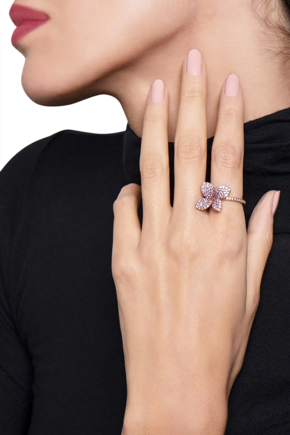 Pasquale Petit Garden 18ct Rose Gold Pink Sapphire Flower Ring D