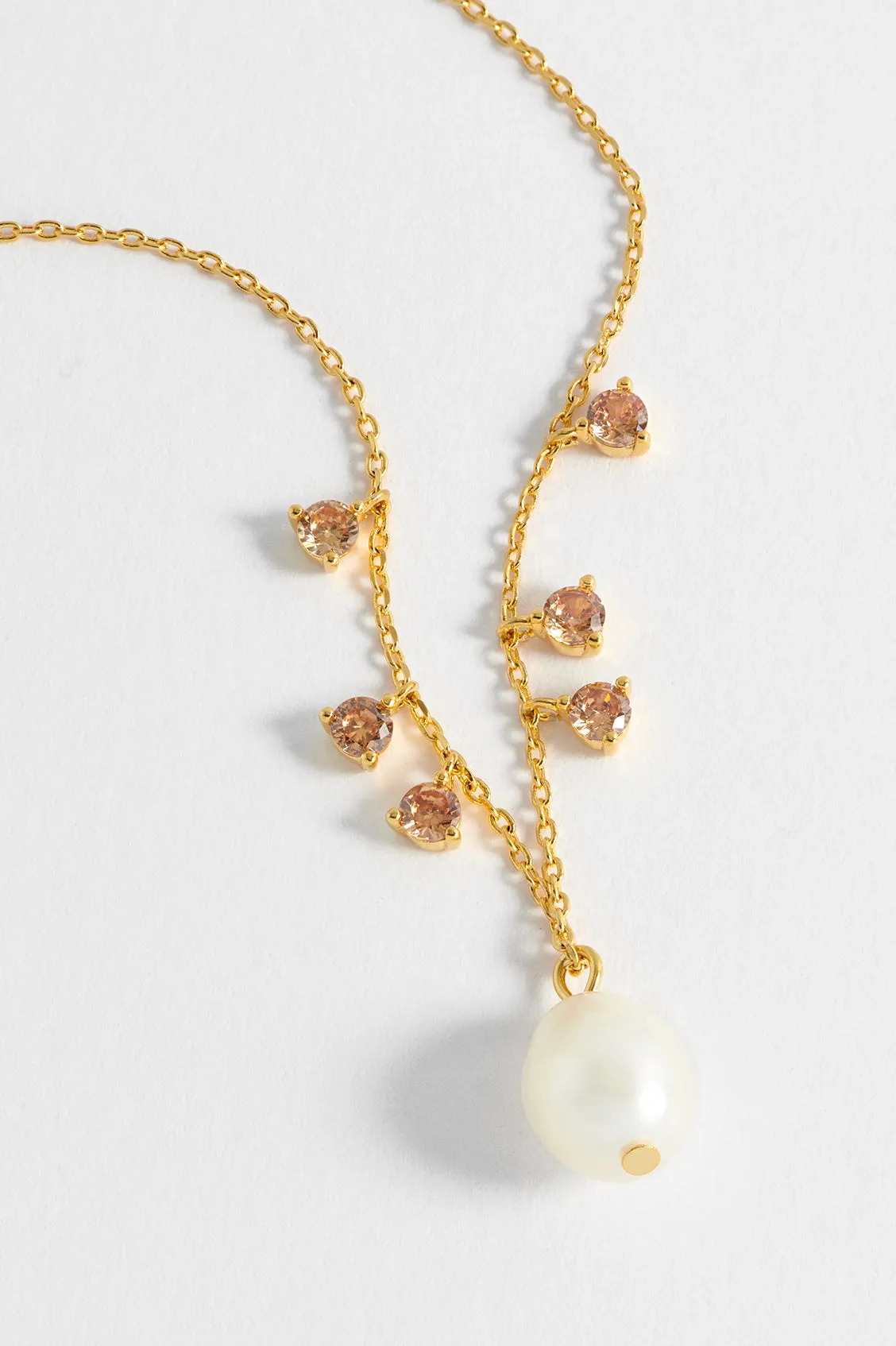 Pearl CZ Pendant Necklace