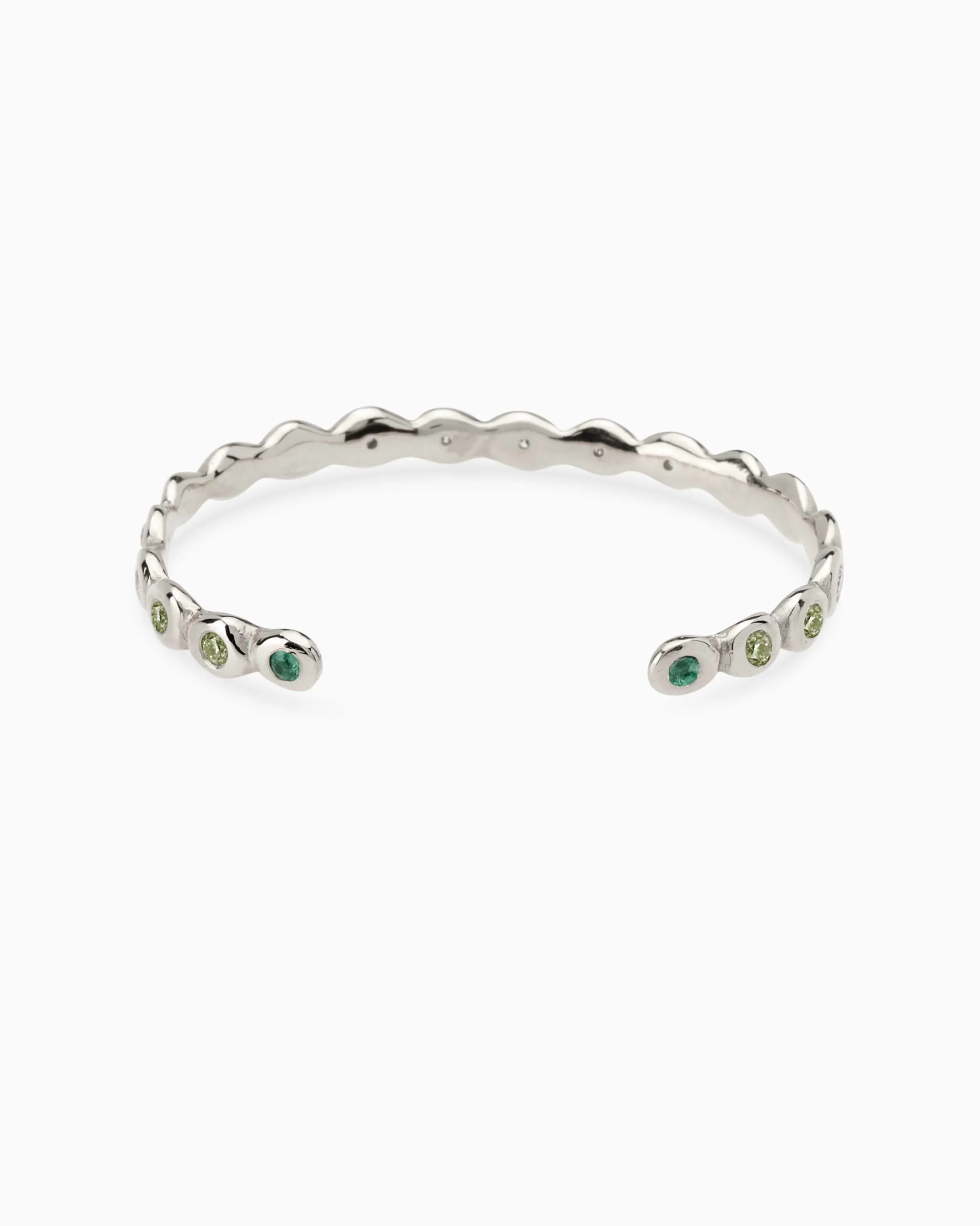 Pebble Stone Cuff  | Solid White Gold