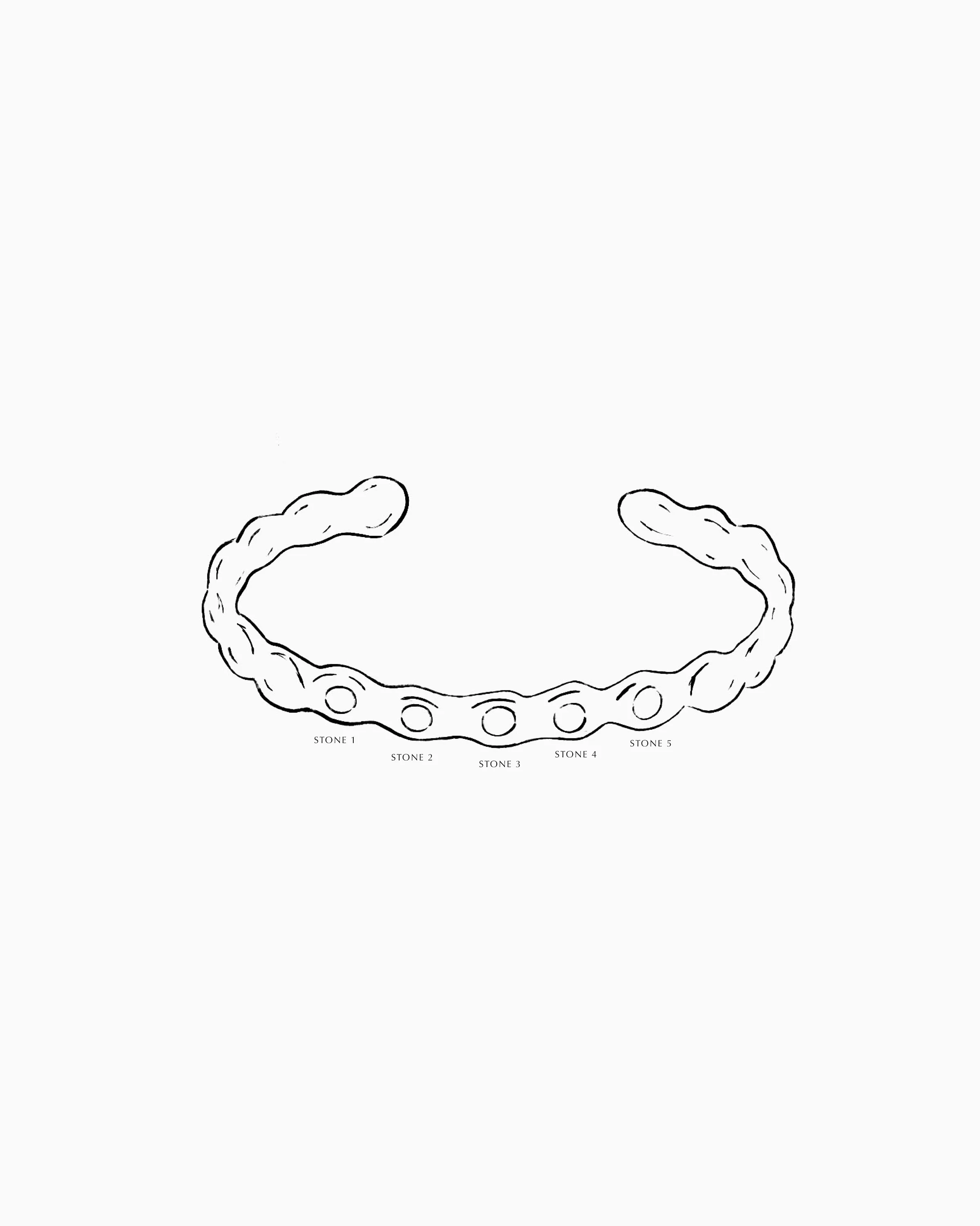 Pebble Stone Cuff  | Solid White Gold