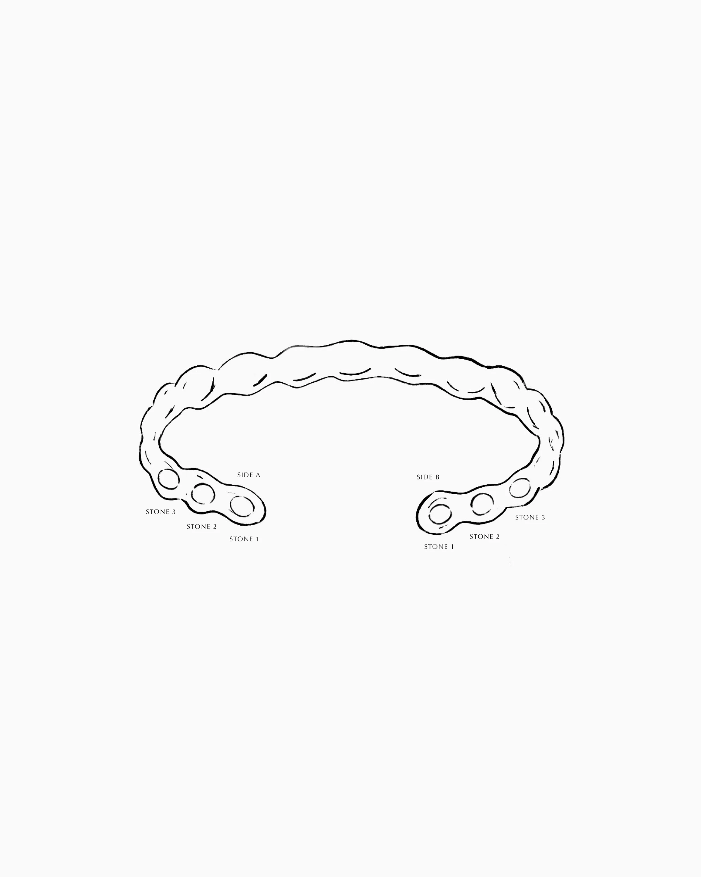 Pebble Stone Cuff  | Solid White Gold