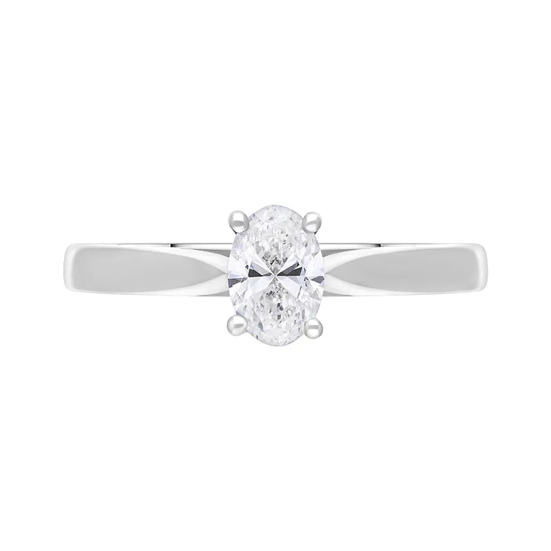 Platinum 0.50ct Diamond GIA Certified Oval Cut Solitaire Ring
