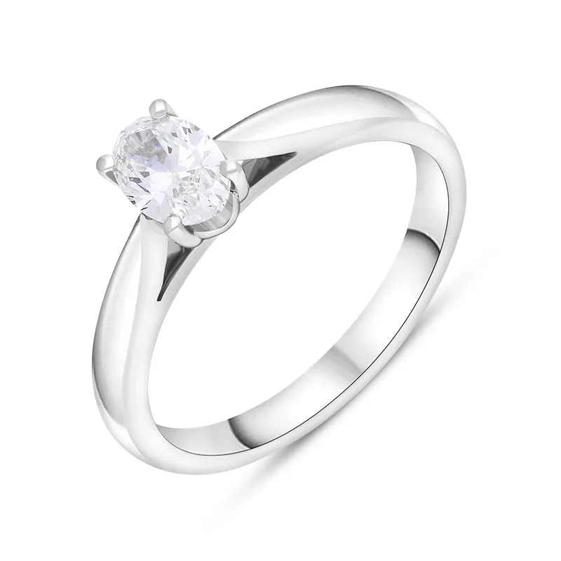 Platinum 0.50ct Diamond GIA Certified Oval Cut Solitaire Ring