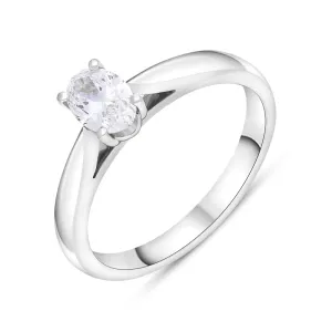 Platinum 0.50ct Diamond GIA Certified Oval Cut Solitaire Ring