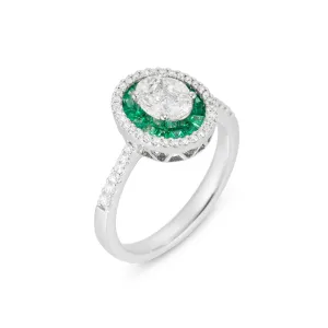 Ponte Vecchio Benvenuto 18ct White Gold Emerald 0.60 Diamond Ring