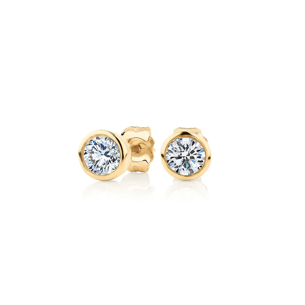 Premium Lab-Grown Diamond, 0.50 carat TW round brilliant stud earrings in 10 carat yellow gold