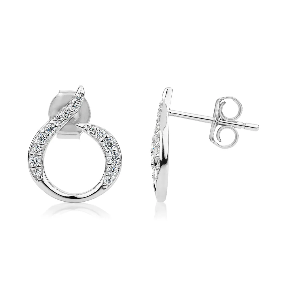 Round Brilliant diamond simulant fancy earrings in sterling silver