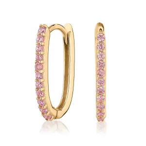 Round Brilliant hoop earrings with diamond simulants in 10 carat yellow gold