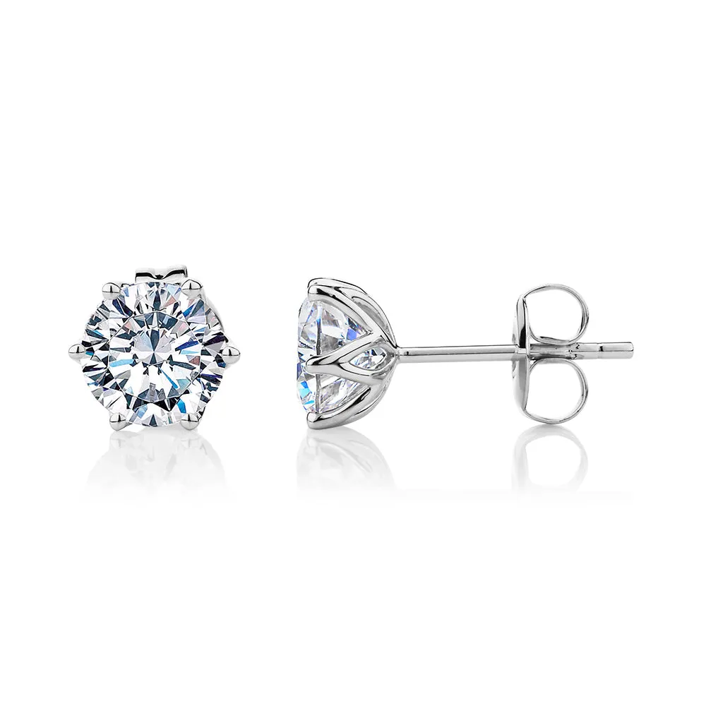 Round Brilliant stud earrings with 2 carats* of diamond simulants in 10 carat white gold