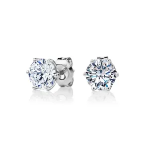 Round Brilliant stud earrings with 2 carats* of diamond simulants in 10 carat white gold