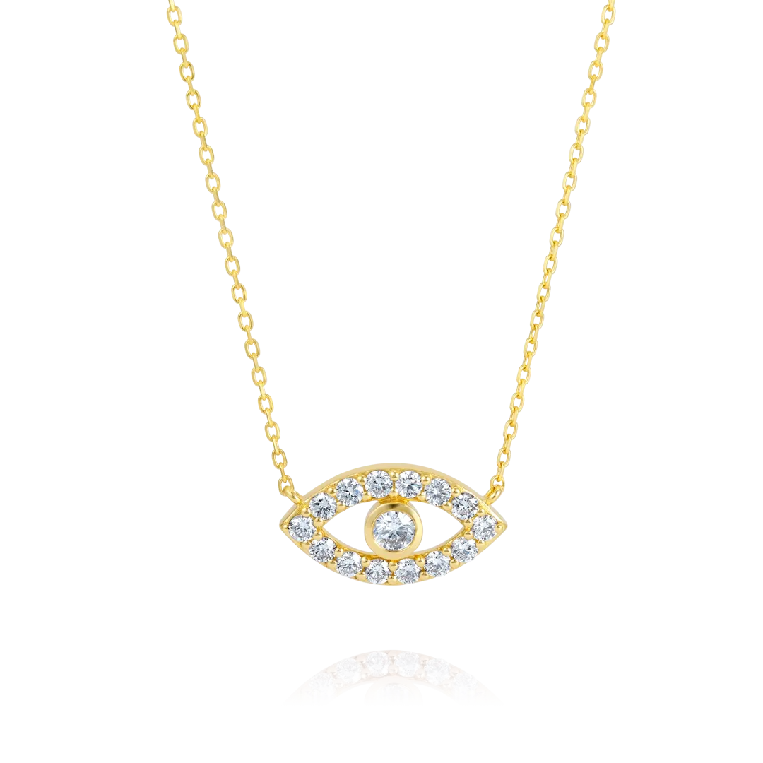 Round Evil Eye Diamond Pendant Rose Gold