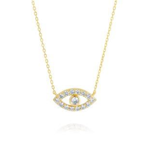 Round Evil Eye Diamond Pendant Rose Gold