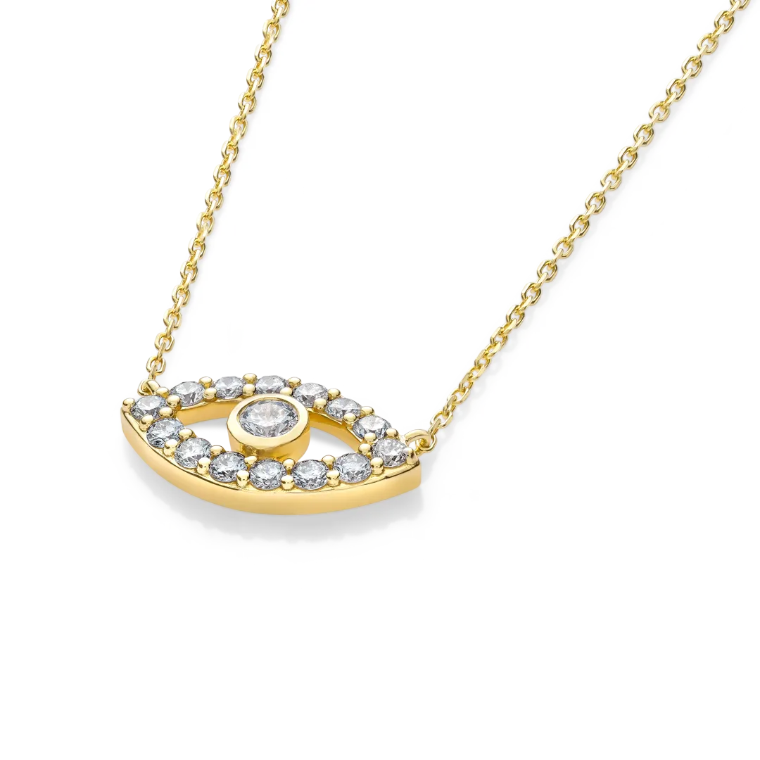 Round Evil Eye Diamond Pendant Rose Gold