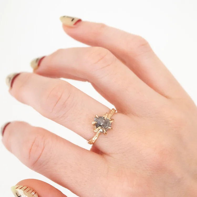 Salt & Pepper Diamond Stingray Claw Ring