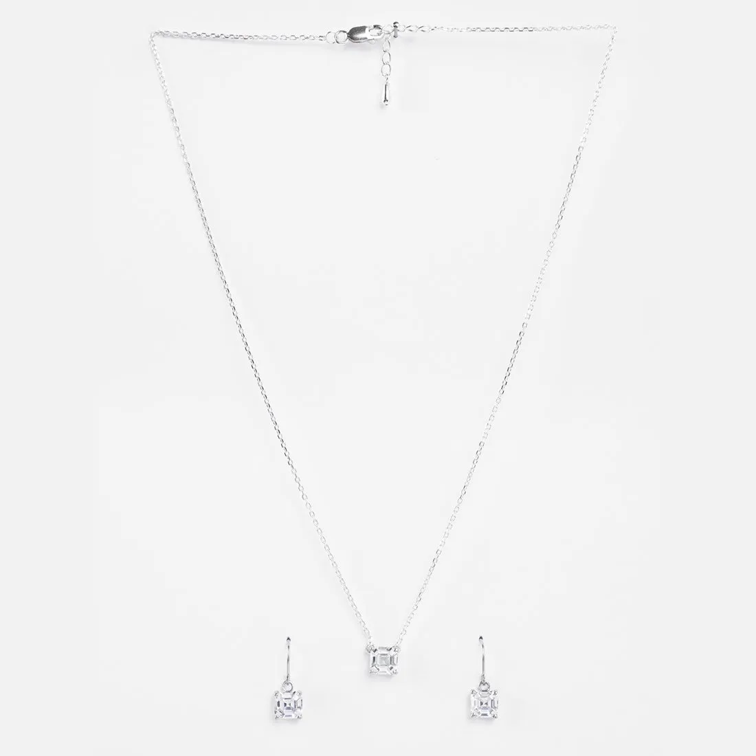 Silver Asscher Solitaire Jewellery Set