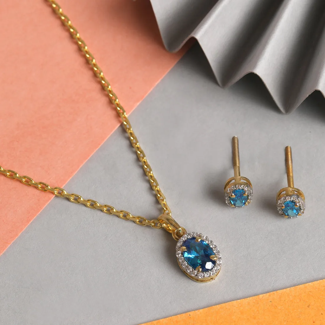 Silver Blue Jewellery Set