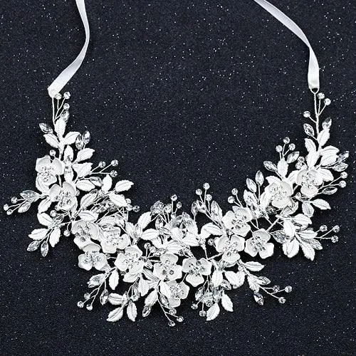Silver Bride Headbands Flower Wedding Hairbands Bride