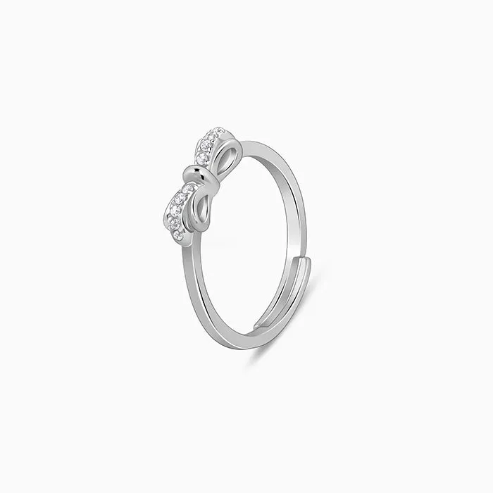 Silver Cute Bow Ring