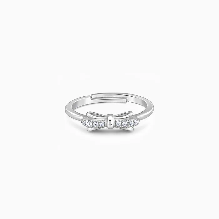 Silver Cute Bow Ring
