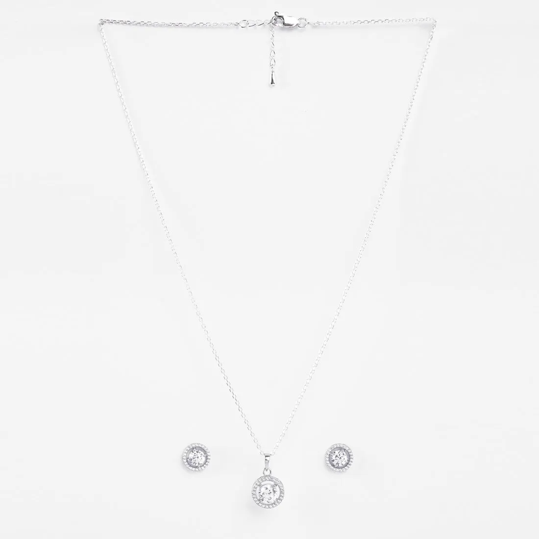 Silver Halo Round Solitaire Jewellery Set